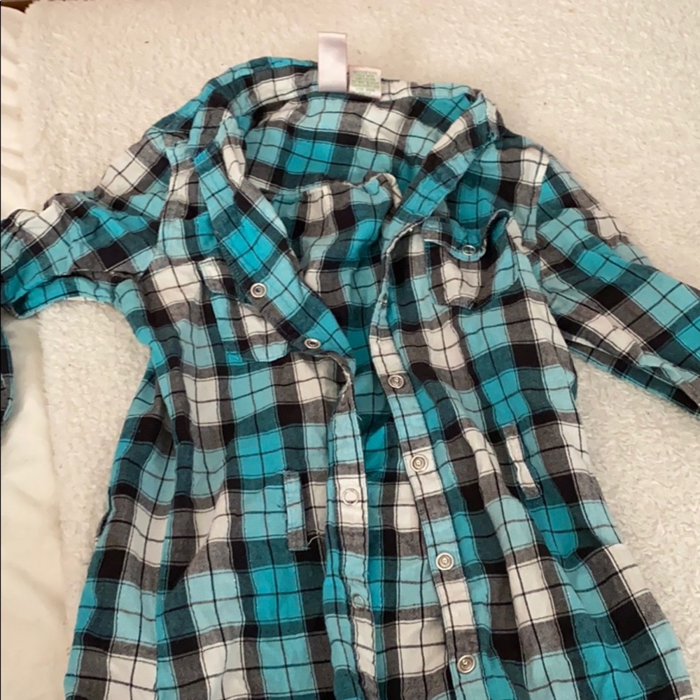 blue and white flannel